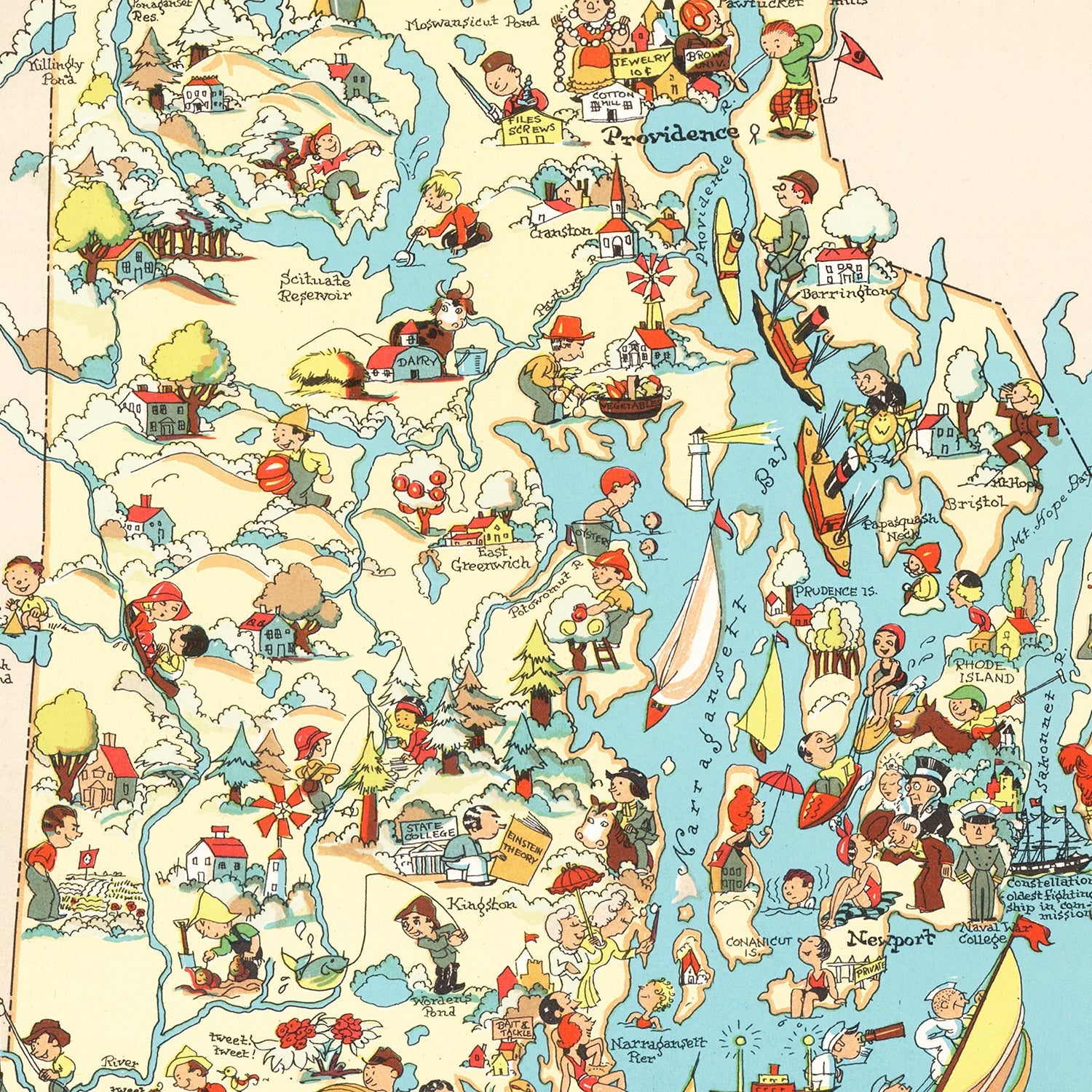 Vintage Map of Rhode Island 1935