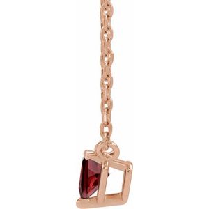 14K Rose Gold Natural Mozambique Garnet Heart 16-18" Necklace