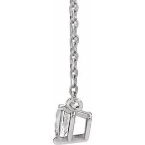 14K White Gold Natural White Sapphire Heart 16-18" Necklace