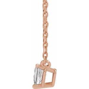 14K Rose Gold Natural White Sapphire Heart 16-18" Necklace