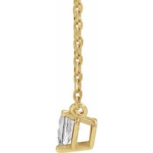 14K Yellow Gold Natural White Sapphire Heart 16-18" Necklace