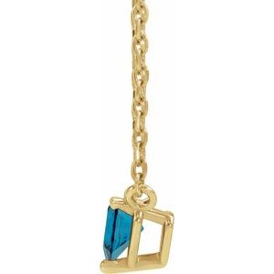 14K Yellow Gold Natural London Blue Topaz Heart 16-18" Necklace