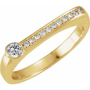 14K Yellow Gold Natural White Sapphire & .08 CTW Natural Diamond Stackable Ring