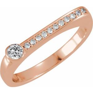 14K Rose Gold Natural White Sapphire & .08 CTW Natural Diamond Stackable Ring