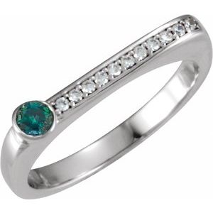 14K White Gold Lab-Grown Alexandrite & .08 CTW Natural Diamond Stackable Ring