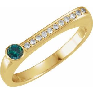 14K Yellow Gold Lab-Grown Alexandrite & .08 CTW Natural Diamond Stackable Ring