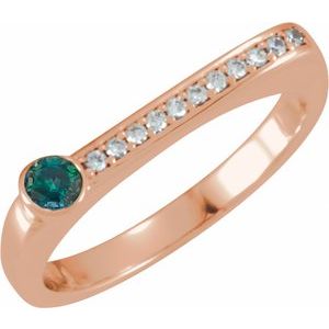 14K Rose Gold Lab-Grown Alexandrite & .08 CTW Natural Diamond Stackable Ring