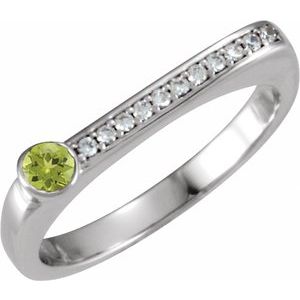 Sterling Silver Natural Peridot & .08 CTW Natural Diamond Stackable Ring