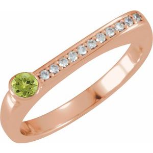 14K Rose Gold Natural Peridot & .08 CTW Natural Diamond Stackable Ring