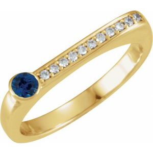14K Yellow Gold Natural Blue Sapphire & .08 CTW Natural Diamond Stackable Ring