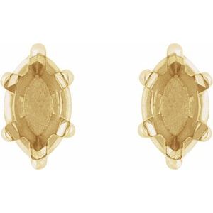 14K Yellow Gold 8x4 mm Marquise 6-Prong Stud Earring Mounting – image 2