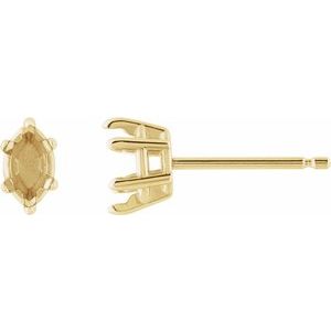 14K Yellow Gold 5x3 mm Marquise 6-Prong Stud Earring Mounting