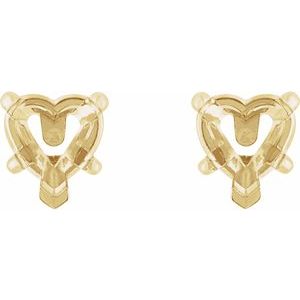 14K Yellow Gold 5x5 mm Heart 5-Prong Claw Stud Earring Mounting – image 2
