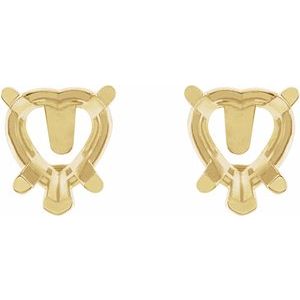 14K Yellow Gold 7x7 mm Heart 5-Prong V-End Stud Earrings – image 2