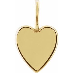 14K Yellow Gold Engravable Heart Charm/Pendant