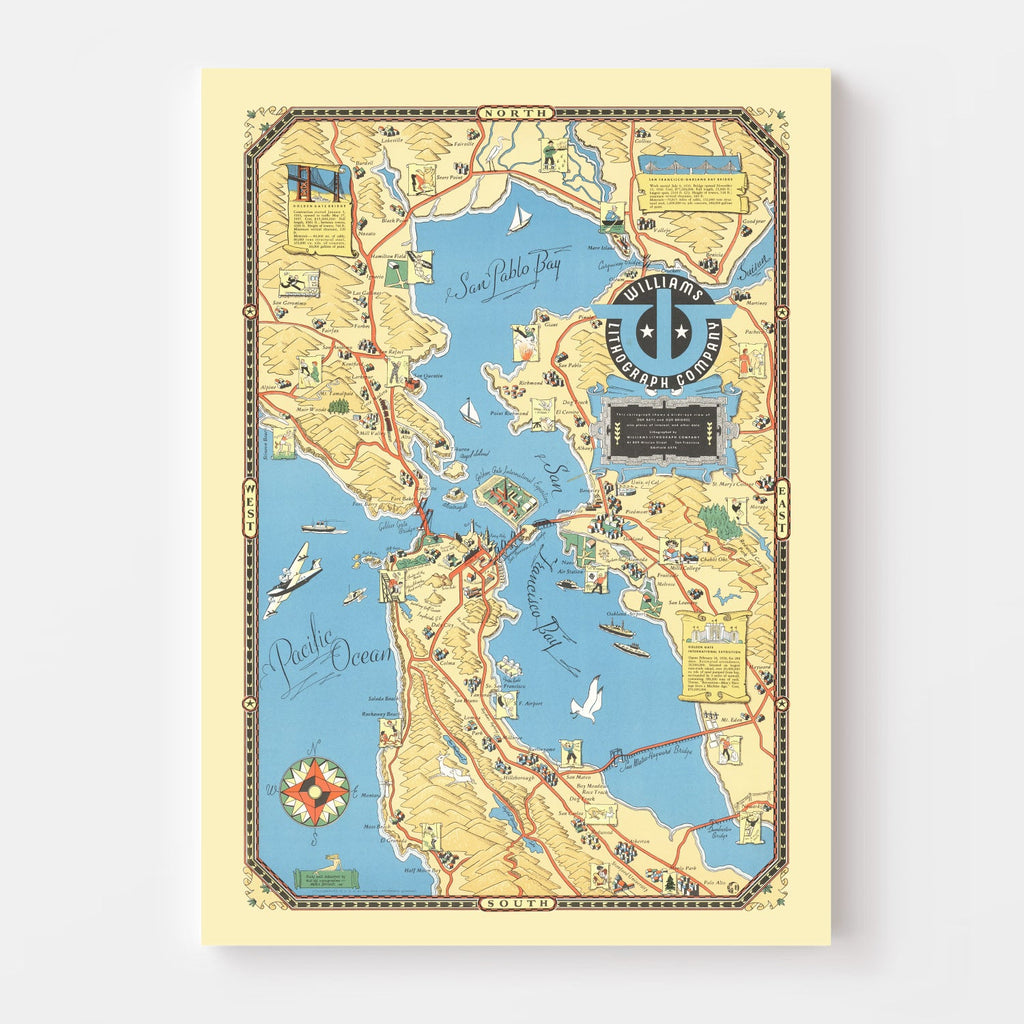 Vintage Map of San Francisco Bay, 1939