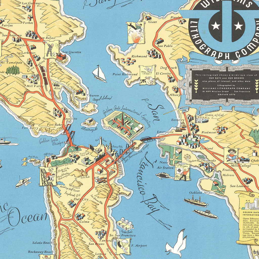 Vintage Map of San Francisco Bay, 1939