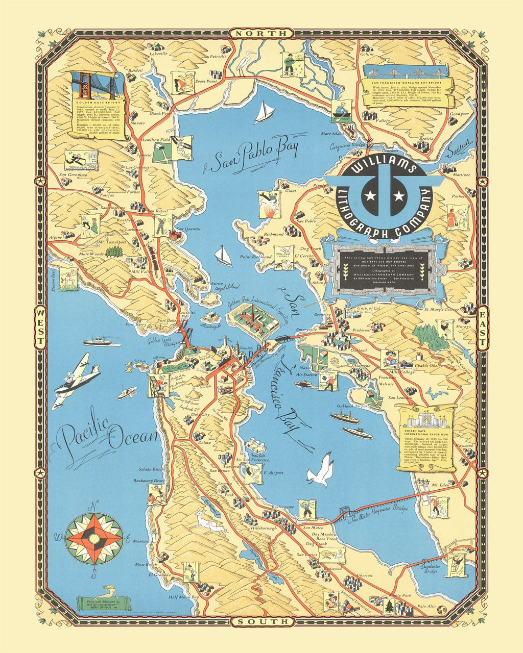 Vintage Map of San Francisco Bay, 1939