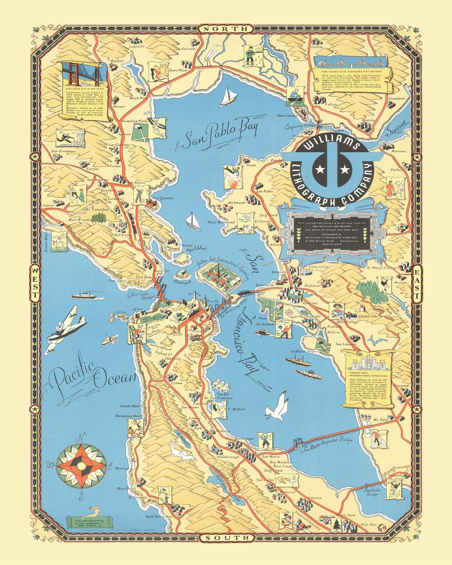 Vintage Map of San Francisco Bay, 1939