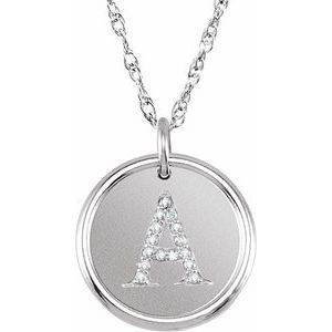 Sterling Silver .08 CTW Natural Diamond Posh Mommy® Initial A 18" Necklace