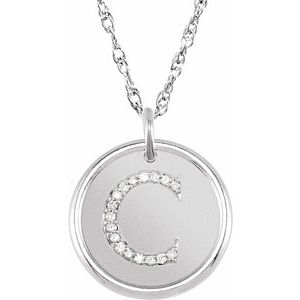 Sterling Silver .06 CTW Natural Diamond Posh Mommy® Initial C 18" Necklace