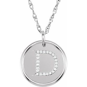 Sterling Silver .08 CTW Natural Diamond Posh Mommy® Initial D 18" Necklace