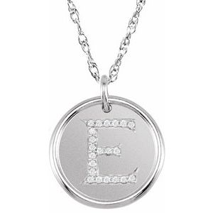 Sterling Silver 1/10 CTW Natural Diamond Posh Mommy® Initial E 18" Necklace