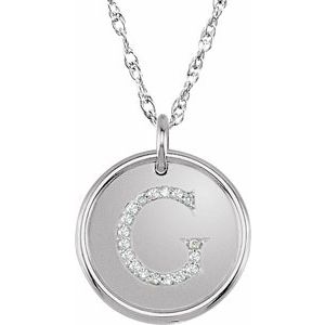 Sterling Silver 1/10 CTW Natural Diamond Posh Mommy® Initial G 18" Necklace