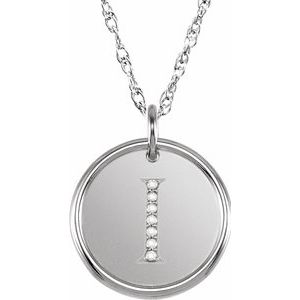 Sterling Silver .04 CTW Natural Diamond Posh Mommy® Initial I 18" Necklace
