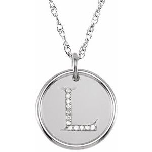 Sterling Silver .06 CTW Natural Diamond Posh Mommy® Initial L 18" Necklace