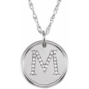 Sterling Silver 1/1/10 CTW Natural Diamond Posh Mommy® Initial M 18" Necklace
