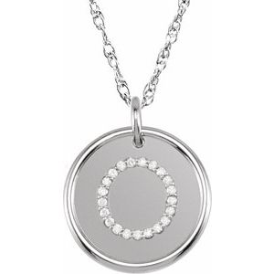 Sterling Silver 1/10 CTW Natural Diamond Posh Mommy® Initial O 18" Necklace