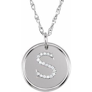 Sterling Silver 1/10 CTW Natural Diamond Posh Mommy® Initial S 18" Necklace