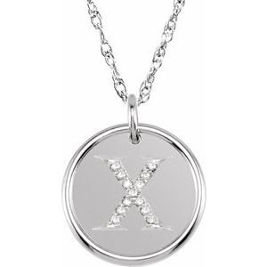 Sterling Silver .07 CTW Natural Diamond Posh Mommy® Initial X 18" Necklace