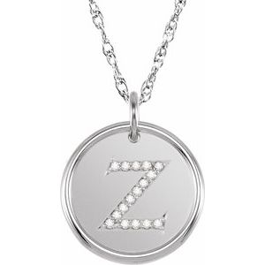 Sterling Silver .08 CTW Natural Diamond Posh Mommy® Initial Z 18" Necklace