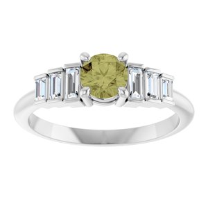 Sterling Silver Natural Green Sapphire & 1/3 CTW Natural Diamond Ring