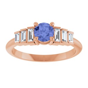 14K Rose Gold Natural Tanzanite & 1/3 CTW Natural Diamond Ring