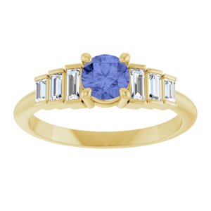 14K Yellow Gold Natural Tanzanite & 1/3 CTW Natural Diamond Ring