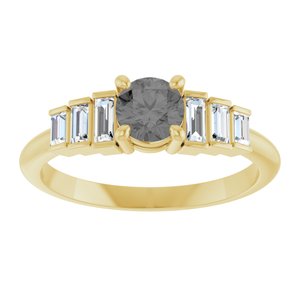 14K Yellow Gold Natural Gray Spinel & 1/3 CTW Natural Diamond Ring