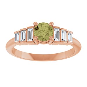 14K Rose Gold Natural Green Sapphire & 1/3 CTW Natural Diamond Ring