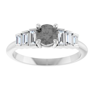 14K White Gold Natural Gray Spinel & 1/3 CTW Natural Diamond Ring