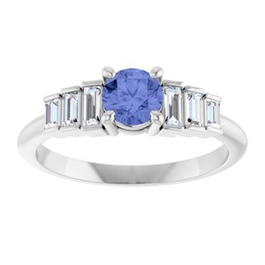 14K White Gold Natural Tanzanite & 1/3 CTW Natural Diamond Ring