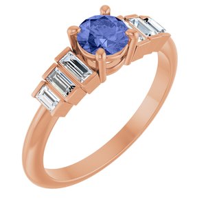 14K Rose Gold Natural Tanzanite & 1/3 CTW Natural Diamond Ring