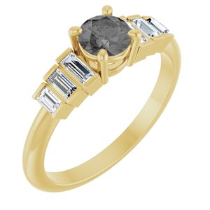 14K Yellow Gold Natural Gray Spinel & 1/3 CTW Natural Diamond Ring