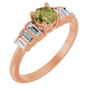 14K Rose Gold Natural Green Sapphire & 1/3 CTW Natural Diamond Ring