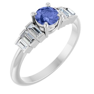 14K White Gold Natural Tanzanite & 1/3 CTW Natural Diamond Ring