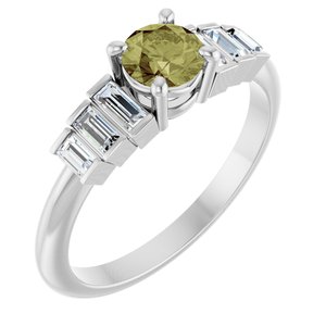 14K White Gold Natural Green Sapphire & 1/3 CTW Natural Diamond Ring