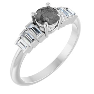 14K White Gold Natural Gray Spinel & 1/3 CTW Natural Diamond Ring
