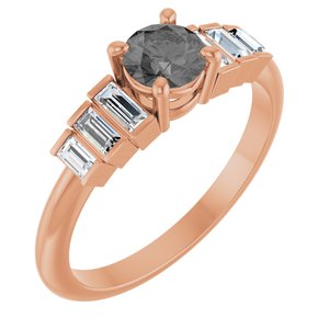 14K Rose Gold Natural Gray Spinel & 1/3 CTW Natural Diamond Ring