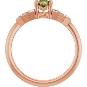 14K Rose Gold Natural Green Sapphire & 1/3 CTW Natural Diamond Ring